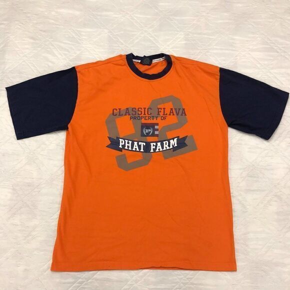 Classic Flava Phat‎ Farm orange/blue T shirt XL - Picture 1 of 4